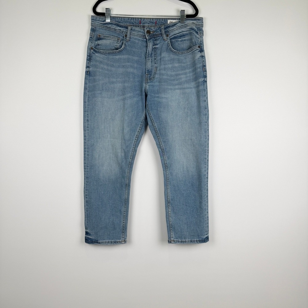 Zara Jeans Womens 10 Light Blue Slim Straight Leg Denim Casual